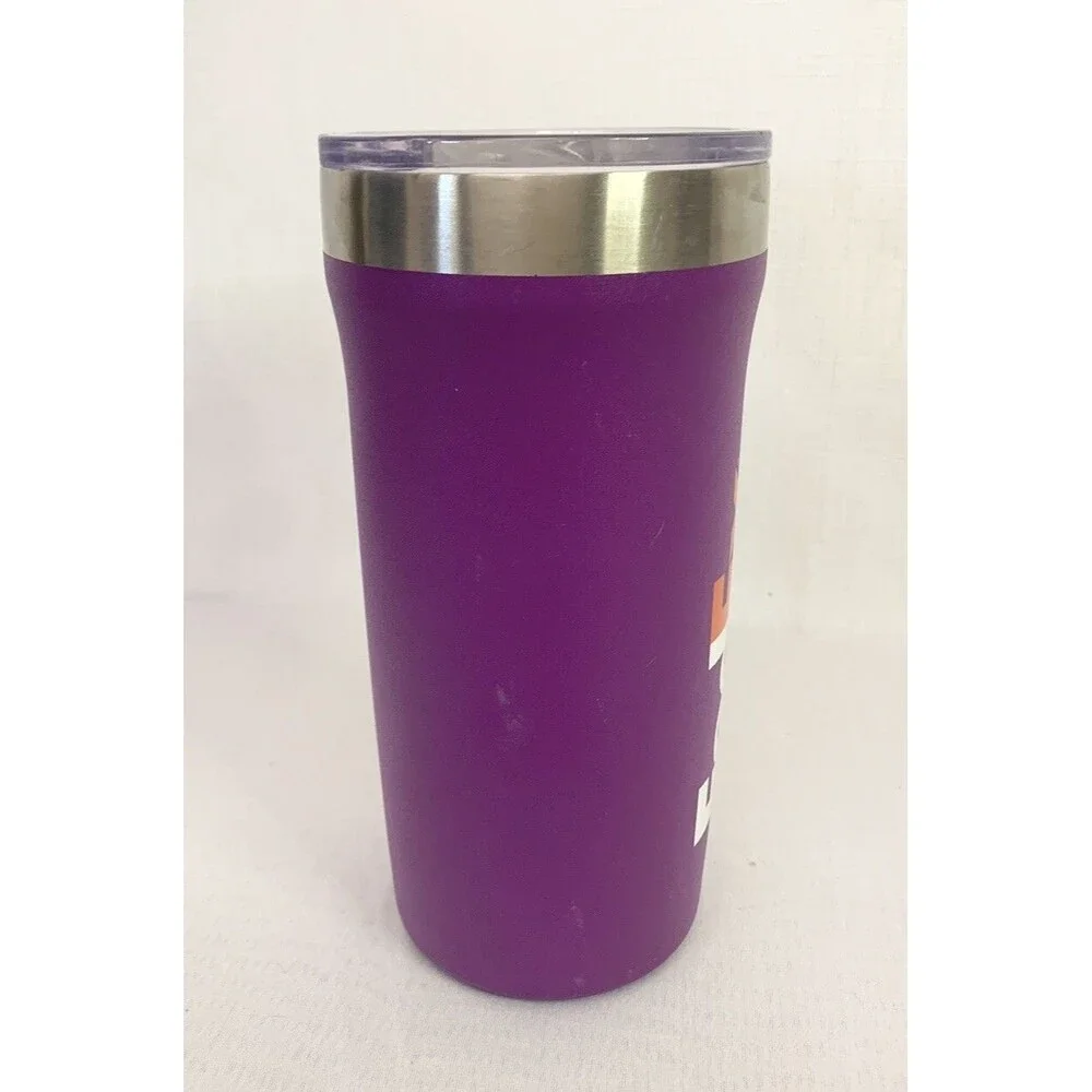 FedEx Purple 18 Fl. Oz Tumbler With Clear Lid Metal Drink Cup Travel Coffee
